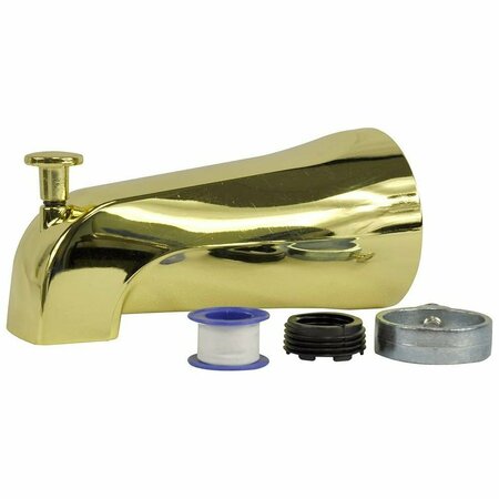 THRIFCO PLUMBING Universal Tub Spout with Diverter, Polished Brass 4402207